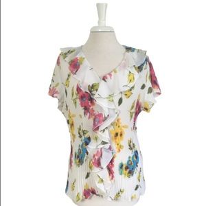 CATO Multicolor Floral Button Down Blouse 18/20W